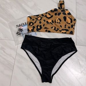 Nafleap Leopard One Shoulder Bikini M